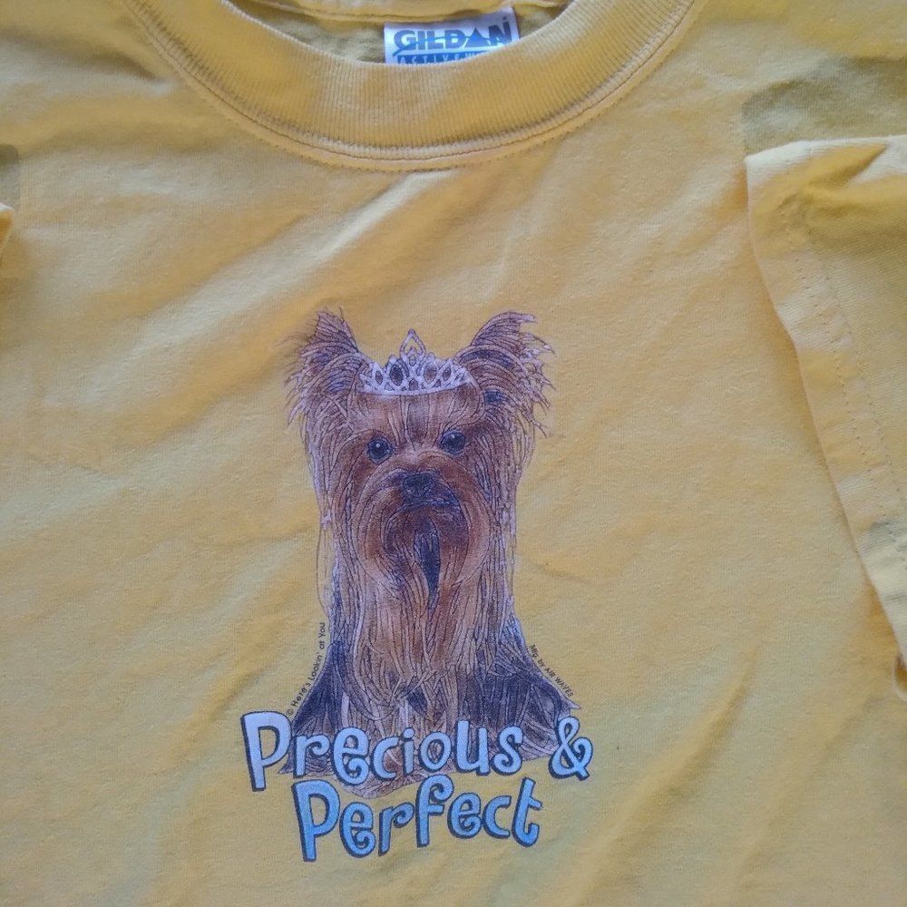 Vintage Air Waves Precious & Perfect Yorkie Dog Terrier T-Shirt